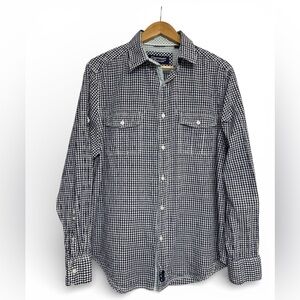 Canterbury NZ Gingham Cotton Button Up Shirt Blue White Large
